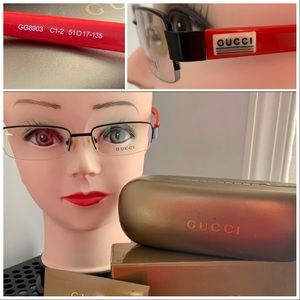 Gucci Eyeglasses GG8903 Rectangular Red Frames 51 17 135 Made in Italy Glasses